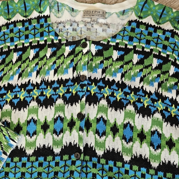 Joseph A Lightweight Cardigan Colorful Button Down Medium - Picture 4 of 8